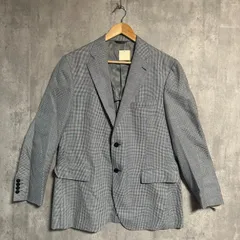 新品タグ付 ダーバン D'URBAN テーラードジャケット AB6 シルク 絹 混 チェック 千鳥格子 ハウンドトゥース グレー 日本製 レナウン シングル 2ボタン 背抜き サイドベンツ Lサイズ相当 春夏 秋 未使用 デッドストック ビンテージ