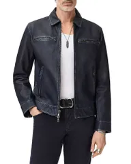 ジョンバルベイトス メンズ アウター ジャケット・ブルゾン レザー John Varvatos Nicholas Burnished Leather Jacket Deep Blue ブルー