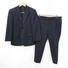 morishima セットアップ オーダースーツ スーツ テーラードジャケット スラックス シングル 背抜き ストライプ 紺 青 ネイビー ブルー