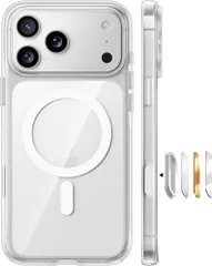 TORRAS iPhone 17 Pro 用ケース 【米軍進化耐衝撃・高性能Magsafe対応】指紋防止 黄変防止 米軍保護工学 マグネット搭載 衝撃吸収 頑丈 カメラコントロールボタン付き ストラップホール 透明 Guardian-Mag クリア