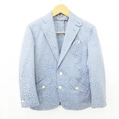 テーラードジャケット シングル オーダー サンプル品 ネクタイ 裏なし レオパード柄 青 ブルー