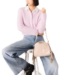 マージュ レディース アウター カーディガン Majeweled Bow Cardigan Pink ピンクのサムネイル