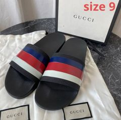 付属品完備・極美品】GUCCI ウェブストライプ ラバー サンダル 黒 10