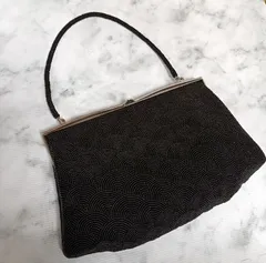 ビーズ　刺繍　アンティーク ビーズバック 　レトロバック 和装バック パーティバック　黒