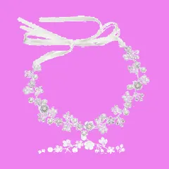 ダンス パーティー 卒業式 和装 披露宴 発表会 撮影 結婚式 ヘアアクセサリー 花冠 写真 クリスタルビーズ ヘッドドレス 子供 ホワイト リボン 花かんむり 大人用 パール 花 (Aシルバー) 髪飾り サムコス