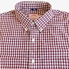 【XL】Brooks Brothers(ブルックスブラザーズ)ポロカラーBD(ボタンダウン)シャツ チェック / Cotton 100% ポケット付 中国製 メンズXL相当