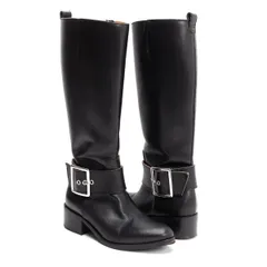 ジュンヤワタナベ コムデギャルソンJUNYA WATANABE COMME des GARCONS ベルテッドレザーロングブーツ 黒S(23位）