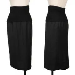 ヨウジヤマモト ファムYohji Yamamoto FEMME ウールナイロンニット切替スカート 黒XSのサムネイル