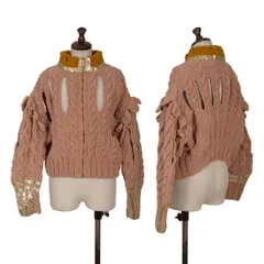 ヴィヴィアンウエストウッドVivienne Westwood 旧赤タグ 箔プリントカッティングショートニットブルゾン ピンクオレンジM位のサムネイル
