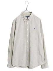 【お得なクーポン配布中!】 ラルフローレン チェック 長袖 ボタンダウン シャツ メンズ XL / ポロ コットン 長袖シャツ ワンポイント 薄手 大きいサイズ マルチカラー