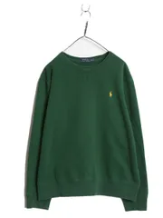 【お得なクーポン配布中!】 ポロ ラルフローレン クルーネック ワンポイント スウェット メンズ XL / 古着 裏起毛 トレーナー プルオーバー 前V 大きいサイズ グリーン