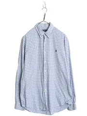 【お得なクーポン配布中!】 ラルフローレン チェック 長袖 ボタンダウン シャツ メンズ L 古着 ポロ コットン 長袖シャツ ワンポイント BD マルチカラー 薄手 シンプル