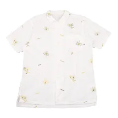 パパスPapas パームツリー刺繍コットンシャツ オフ48M
