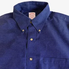 【M】Brooks Brothers（ブルックスブラザーズ）ポロカラーBD（ボタンダウン）シャツ チェック / Traditional Fit / Non-Iron / Cotton 100% ポケット付 メンズM相当