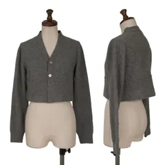 コムコム コムデギャルソンCOMME des GARCONS ウール折り返しショートニットカーディガン グレーXSのサムネイル