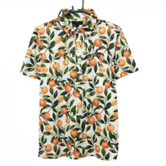 【超美品】キャロウェイ 半袖ポロシャツ 白×グリーン×オレンジ オレンジ総柄  メンズ L ゴルフウェア Callaway