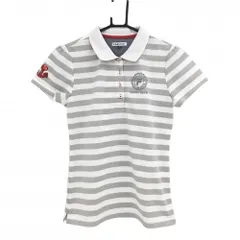 【美品】フィラゴルフ 半袖ポロシャツ 白×グレー ボーダー  レディース L ゴルフウェア FILA GOLF