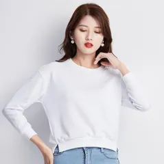 ＜在庫処分＞スウェットシャツ レディース 白 春秋 Lサイズ 長袖 トレーナー カジュアル ベーシック bu1