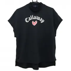 【超美品】キャロウェイ 半袖ハイネックシャツ 黒ロゴプリント ハート レディース LL ゴルフウェア Callaway