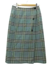 イエナ IENA Wフェイスリバーシブルミッドカーフスカート 膝下丈 チェック柄 グリーン系 緑 38 ボトムス