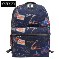 BALLY バリー 美品 eba026 FEREY.NPR ナイロン ロゴプレート 総柄 バックパック リュック・デイパック メンズ マルチブルースカイ