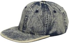 GEJ-Tech 平つば キャップ ウォッシュ加工 デニム コットン メンズ レディース 帽子 春 秋 冬 (色落ちデニムブルー,  M)