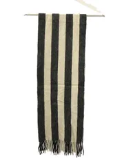 マフラー ストライプ カシミヤ ブラック 黒 アイボリー