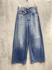 MOUSSY マウジー CROSS WAIST WIDE STRAIGHT デニムパンツ size1/ディープブルー ■■◎レディース