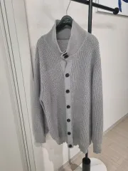 メンズ グレー ニット カーディガン XL