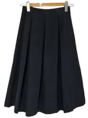 シビラ SYBILLA タック プリーツ スカート L ウール ダークネイビー 紺 ボトムス