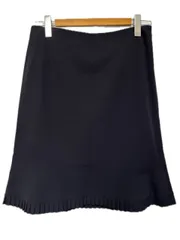 レリアン Leilian 裾プリーツ スカート 11 ネイビー 紺 切替 ボトムス