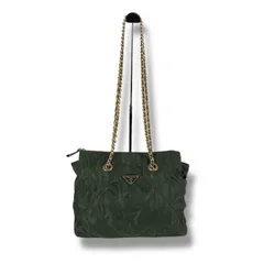 プラダ　PRADA トライアングルロゴ　キルティング　チェーンショルダーバッグ　セミショルダー　テスートナイロン　グリーン　カーキ