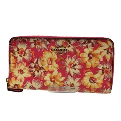 コーチ COACH 花柄 ピンク マルチカラー ラウンドジップ 長財布 レディース 表記無 