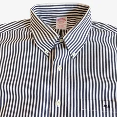 【16 1/2-33】Brooks Brothers（ブルックスブラザーズ）ポロカラーBD（ボタンダウン）シャツ ストライプ / Traditional Fit / Non-Iron / Cotton 100% ポケット付 メンズXL相当