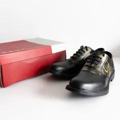 【試着のみ美品】REGAL 【プレーントゥ レザーシューズ レインシューズ】L リーガル ブラック 迷彩 26030465