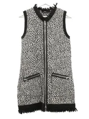 ディーゼル DIESEL レオパード ニット ワンピース フリンジ S ブラック 黒 ヒョウ柄 ノースリーブ チュニック M-MILOS