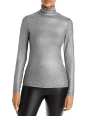 マジェスティック レディース アウター ニット・セータートルネック トール Majestic Filatures Metallic Turtleneck Top Anthracite Chine メタのサムネイル