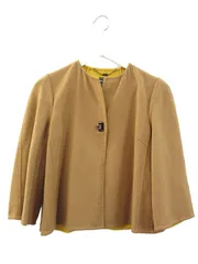 サルヴァトーレフェラガモ Salvatore Ferragamo カシミヤ ウール ダブルフェイス ジャケット ノーカラー ガンチーニ 40 キャメルブラウン イエロー 上着 アウターのサムネイル