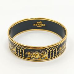 美品】HERMES エルメス エマイユTGM バングル 七宝焼 箱付きゴールド