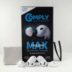 【在庫処分】Complyコンプライ TRUEGRIP MAX for AirPods Pro 3 専用 交換用 イヤーピース 遮音性/フィット感/脱落防止 (ホワイト Mixサイズ3ペア)