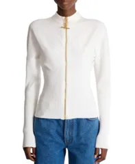 バルマン レディース アウター カーディガン ニット Balmain Zipped Knit Cardigan White ホワイトのサムネイル