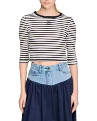 サンドロ レディース トップス Tシャツ Sandro Shortee Navy Blue ネイビーのサムネイル
