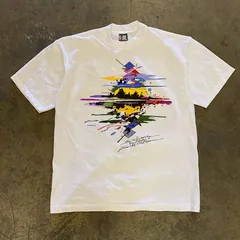 ペイント スプラッシュ アート Tシャツ ホワイト ビッグプリント ストリート 男女兼用 S~3XL