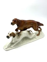 フッチェンロイター　Hutschenreuther　フィギュア　アイリッシュセッター　ポインター　犬　猟犬　2匹　46㎝　大型　置物のサムネイル