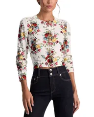 アリスアンドオリビア レディース アウター カーディガン クルーネック セーター Alice and Olivia Carson Crewneck Cardigan Sweater Gilded Roのサムネイル