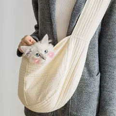 ペットスリング 猫・小型犬用 抱っこ紐 斜め掛け キャリーバッグ 外出 便利 通気性 飛び出し防止 軽量 お出かけ 散歩用 ペット用品