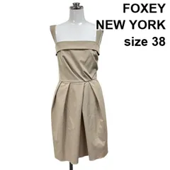 ◇ フォクシーニューヨーク FOXEY NEW YORK ワンピース ノースリーブ ミニ丈 ギャザー ベージュ 38 M 9号 レディース S6C441のサムネイル