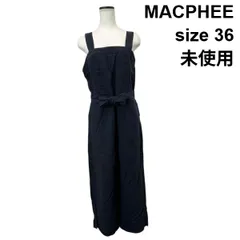◇ 未使用 マカフィー MACPHEE トゥモローランド リネンワッシャー サロペット ベルト ポケット ネイビー 麻100％ 36 M レディース S6C399のサムネイル