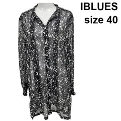 ◇ イブルース IBLUES ロングシアーシャツ スプラッタープリント 透け感 モノトーン 黒 ピンク 40 Ｍサイズ レディース S6C381のサムネイル