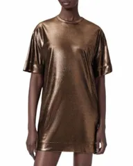 オールセインツ レディース トップス Tシャツ ALLSAINTSparkle Tee Dress Bronze Gold ゴールドのサムネイル